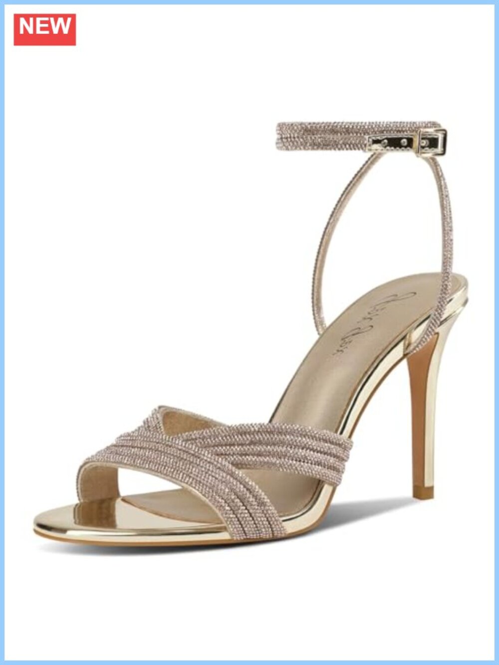 Women's Rhinestone Stiletto Heel Sandals Open Toe Ankle Strap Dressy Wedding
